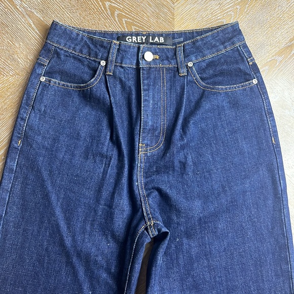 GREY LAB Dark Denim High Waist Wide Leg Jeans S - Picture 4 of 11